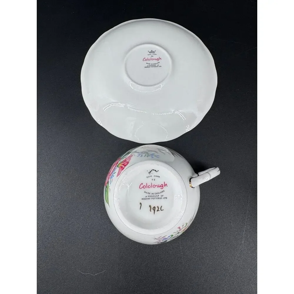 3 Vintage English Bone China Teacup Saucer Sets Royal Vale Colclough Queen Anne